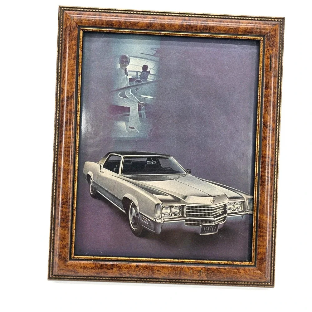 Vintage Framed Wall Art 1970 Cadillac Eldorado Car Magazine Ad Advertisement